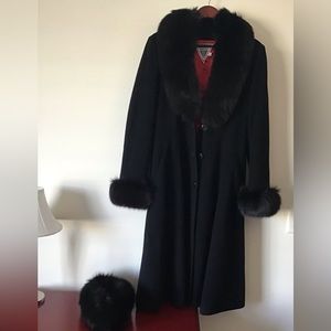 Marvin Richard’s Fox Trimmed Wool/Cashmere Swing Coat w/matching Headband